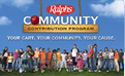 A box reading, "Ralphs Community Contribution Program: Your Cart, Your Community, Your Cause"